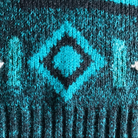 Susann D Vintage Teal Geometric Shapes Sweater L - Picture 9 of 14